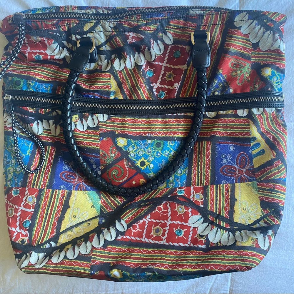 L.A.M.B. Mahi large tote bag nylon patchwork print collector Gwen Stefani EUC